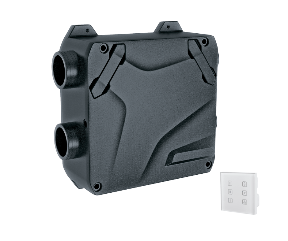 Plokstelinis-ENTALPINIS-rekuperatorius-BLAUBERG-Reneo-Fit-D-100-E-S14-su-valdymo-PULTU